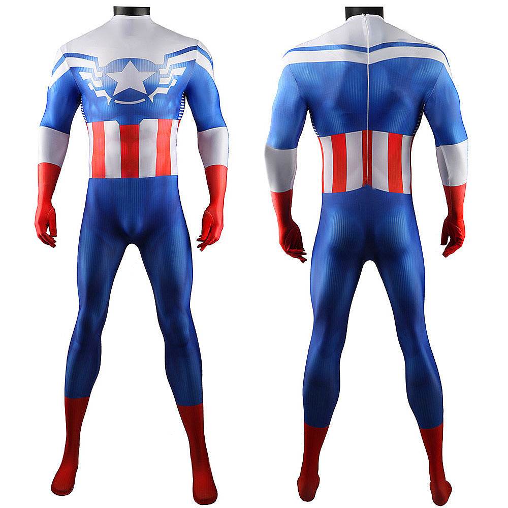 Captain America Winter Soldier Cosplay Costume Jumpsuit Zentai Party Carnival - Ecosfun