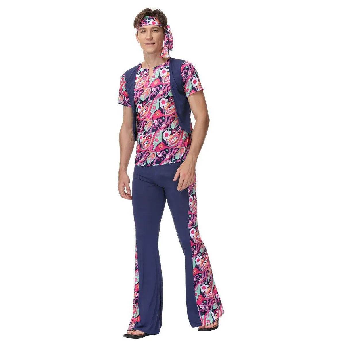 1970s Retro Disco Couple Hippie Hhip Hop Stage Costume Women Men Fancy Dress Halloween - Ecosfun