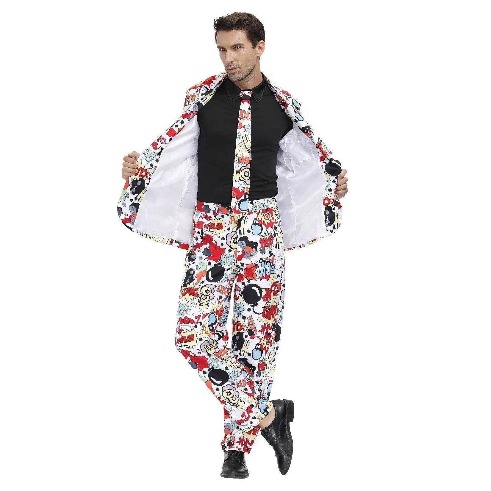 1980s Love Flower Print Suit 80s Costumes Cosplay Party Carnival - Ecosfun