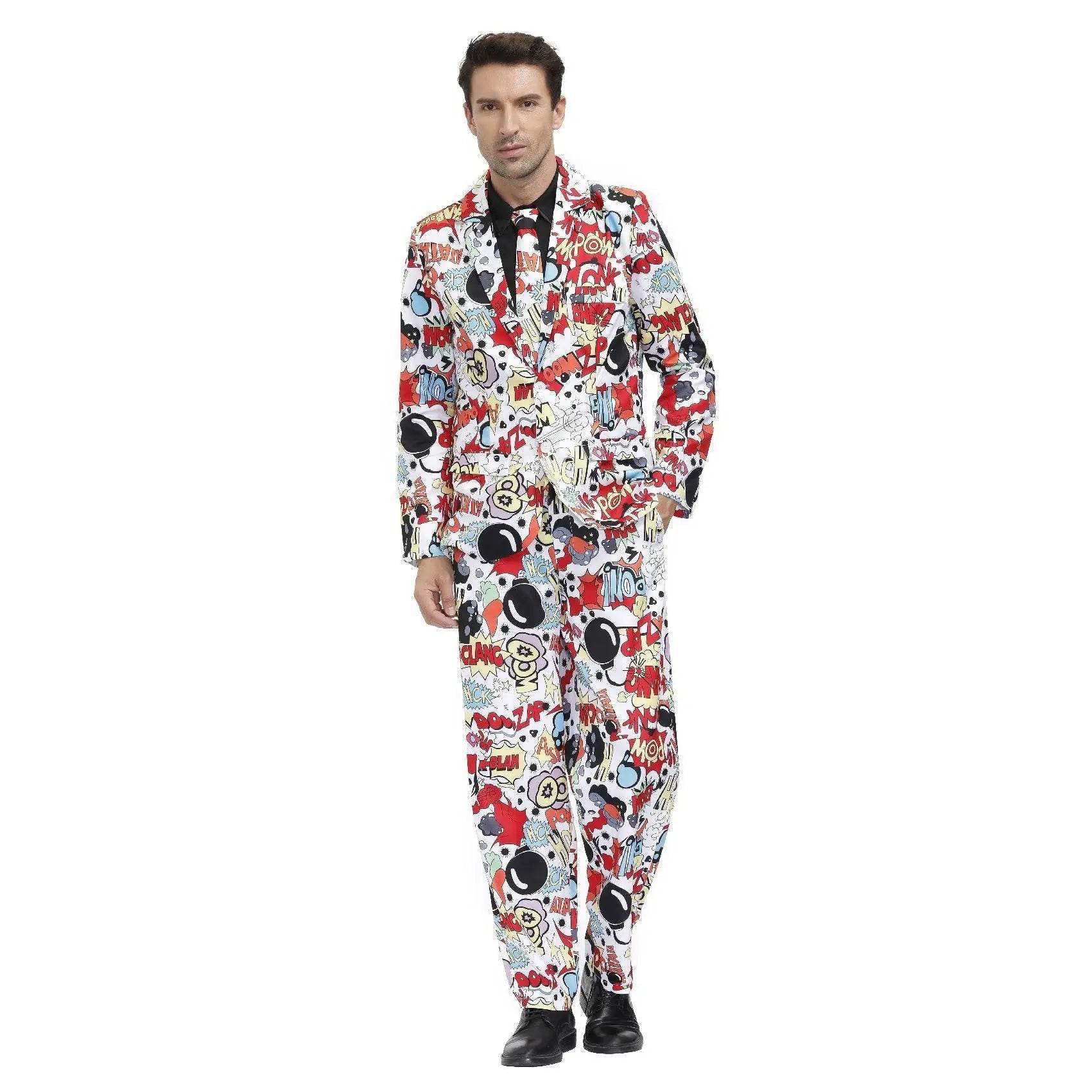 1980s Love Flower Print Suit 80s Costumes Cosplay Party Carnival - Ecosfun