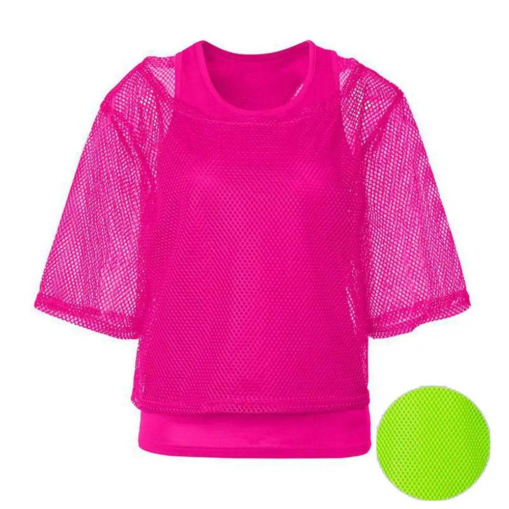 1980s Top Fishnet Women T-shirt 80s Costumes Cosplay Party Carnival - Ecosfun