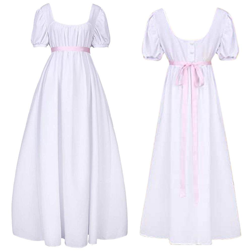 Bridgerton cosplay costume vintage regency Victorian tea dress - Ecosfun