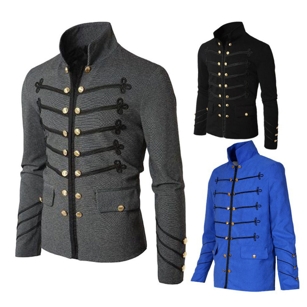 Men's Medieval Vintage Embroidered Button Jacket Outfits Carnival