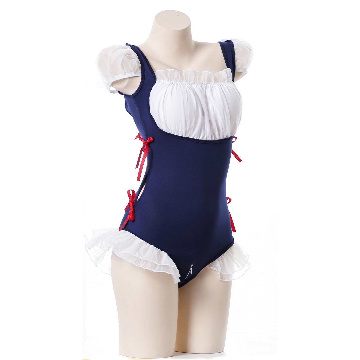 Lotus Leaf One-Piece Open Crotch Free Seductive Princess Maid Uniform Suit