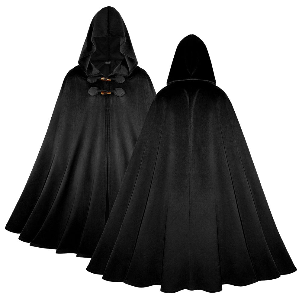 Medieval Suede Cape Halloween Retro Cloak Battle Warrior Role Play Cosplay Costume