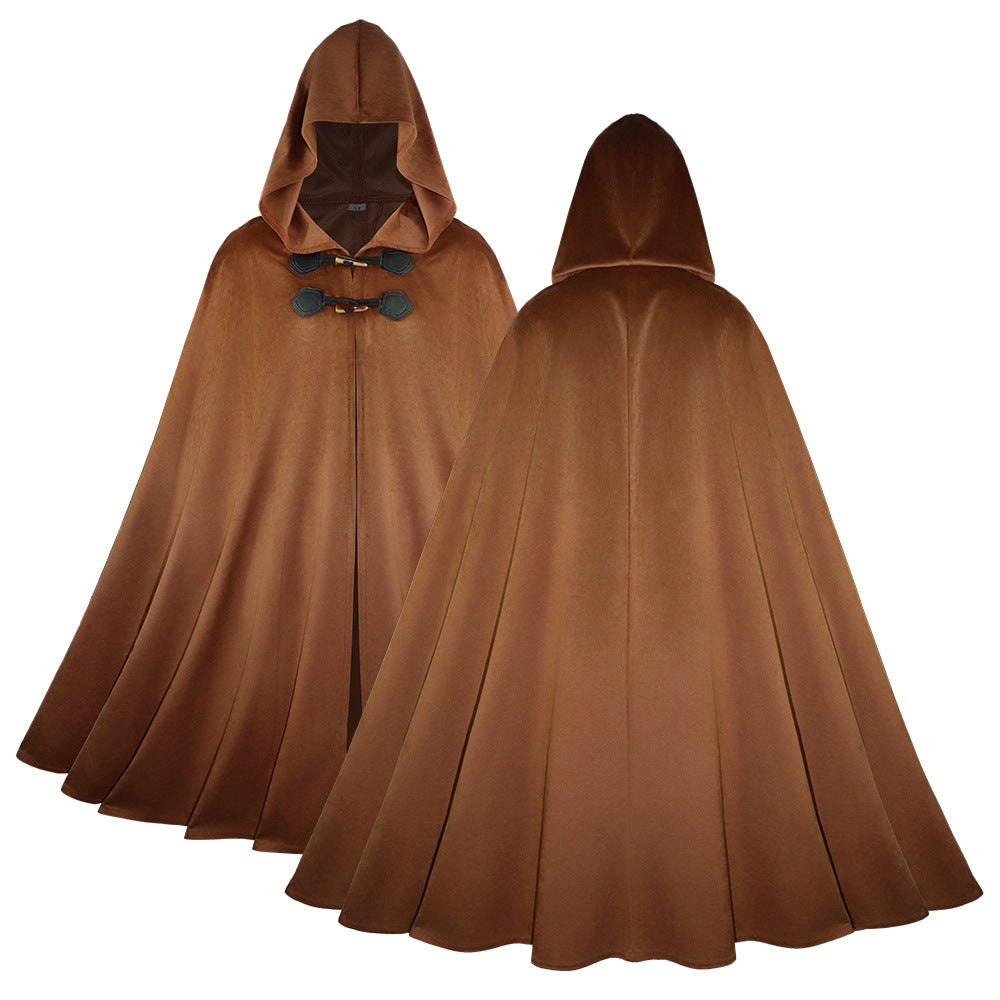 Medieval Suede Cape Halloween Retro Cloak Battle Warrior Role Play Cosplay Costume