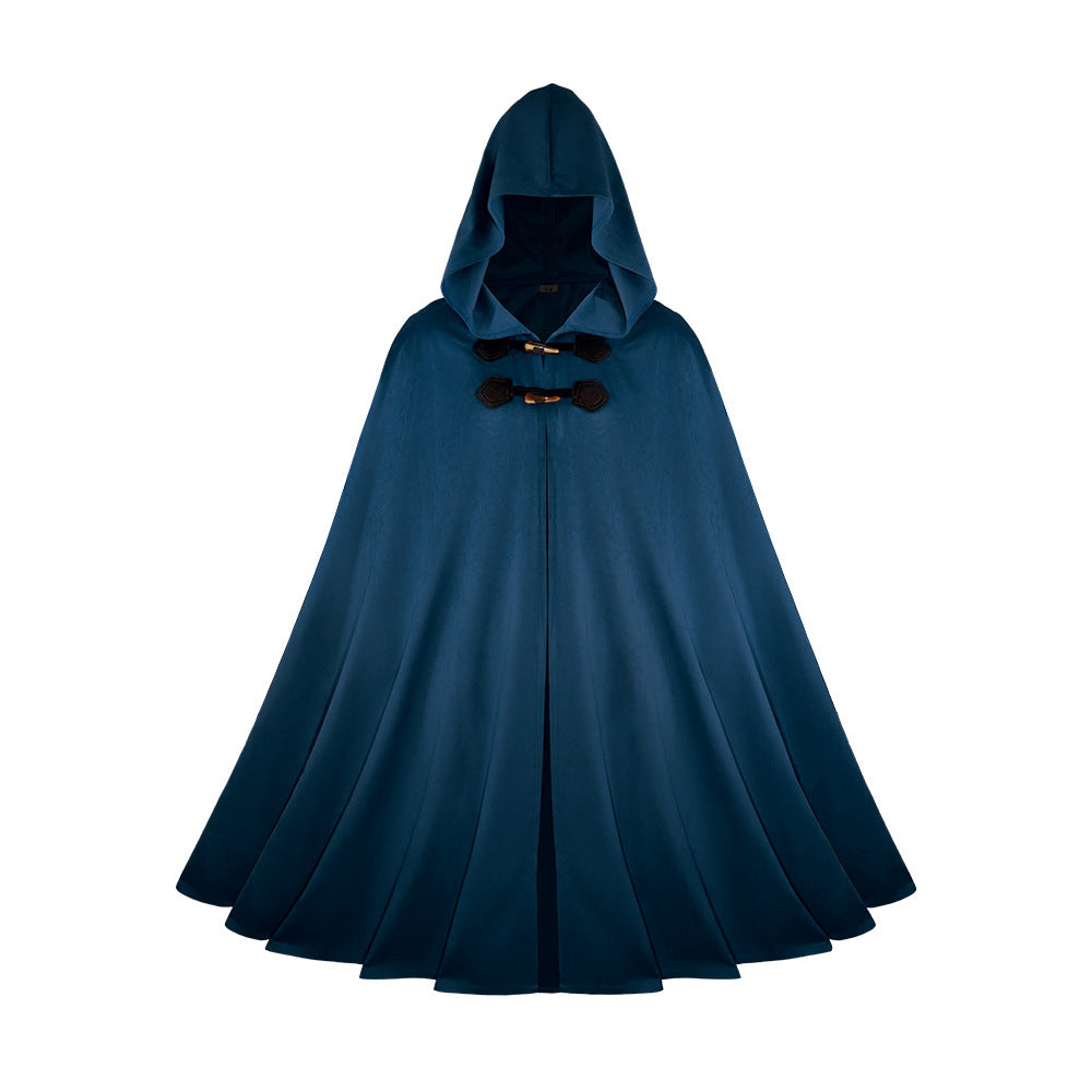 Medieval Suede Cape Halloween Retro Cloak Battle Warrior Role Play Cosplay Costume