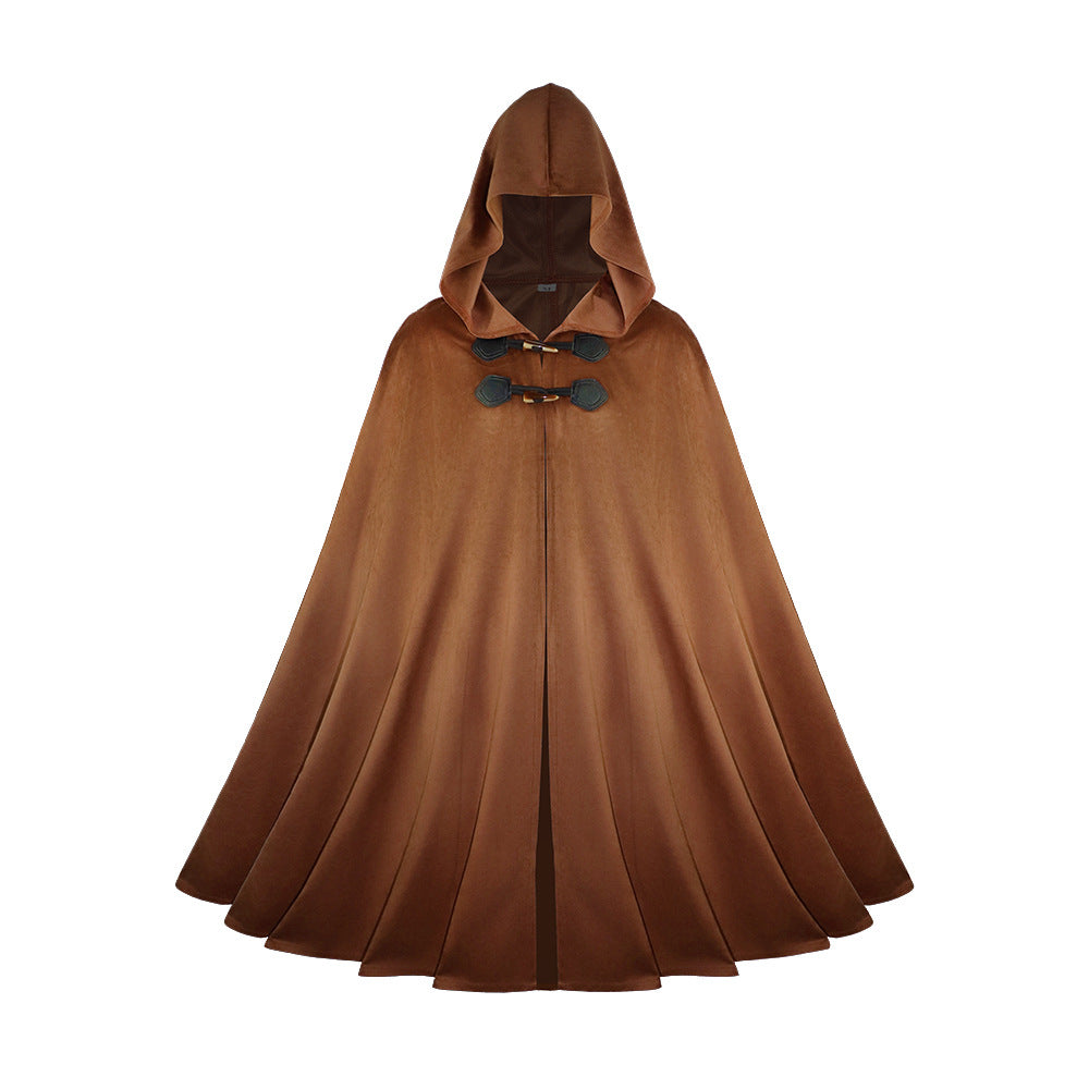 Medieval Suede Cape Halloween Retro Cloak Battle Warrior Role Play Cosplay Costume