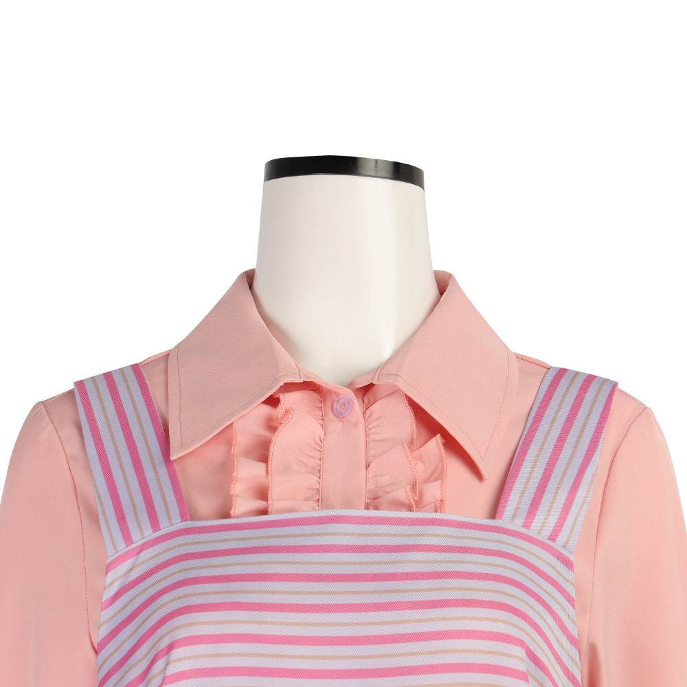 Wicked Glinda Pink Women Stripe Dress Outfit Carnival Cosplay Costume - Ecosfun