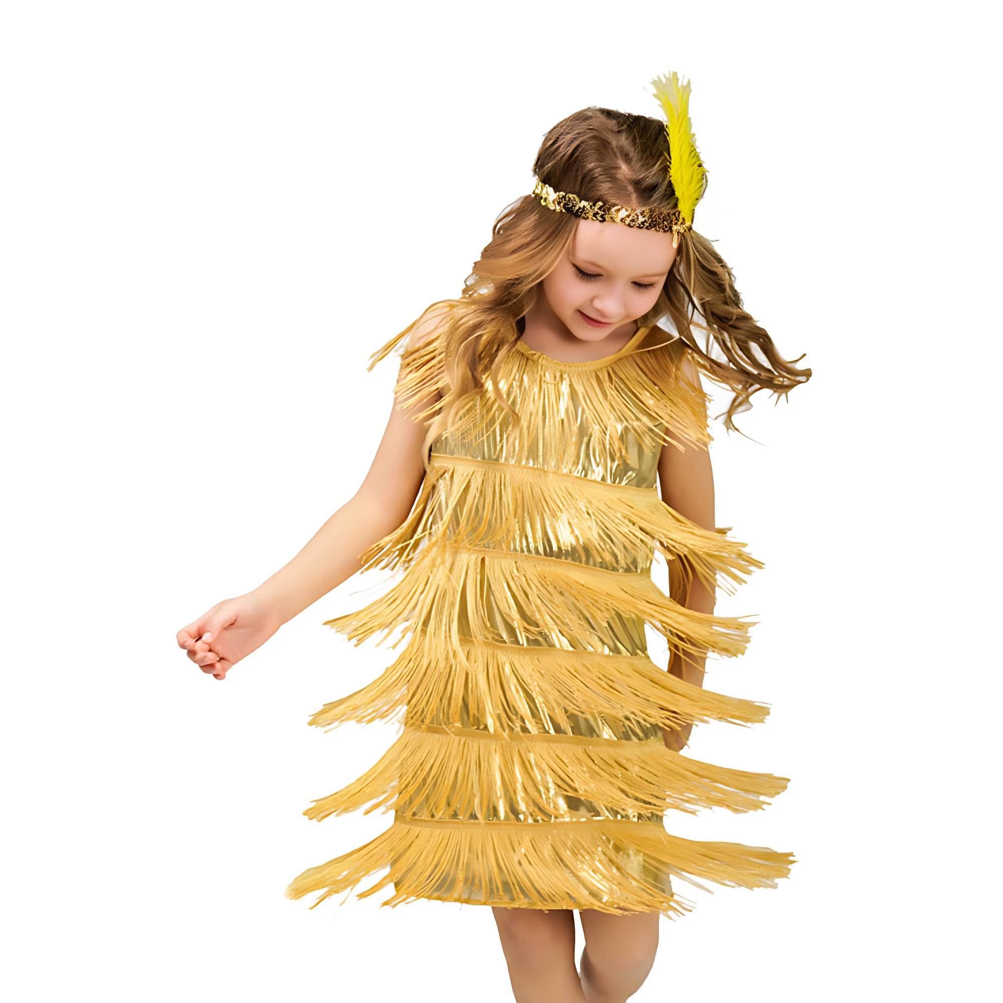 1920s Kids girls Retro Latin dance Party costume tassel Dress - Ecosfun