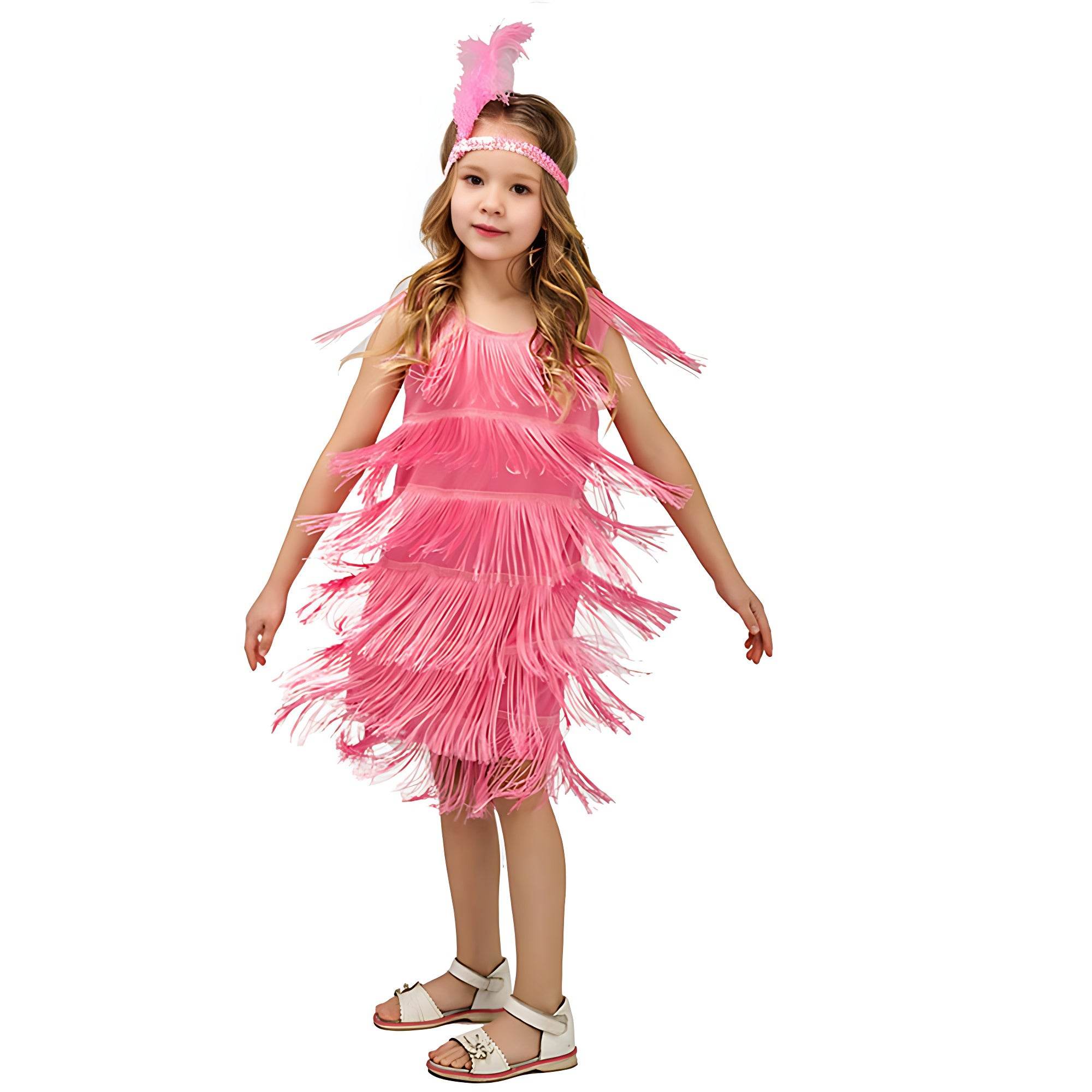1920s Kids girls Retro Latin dance Party costume tassel Dress - Ecosfun