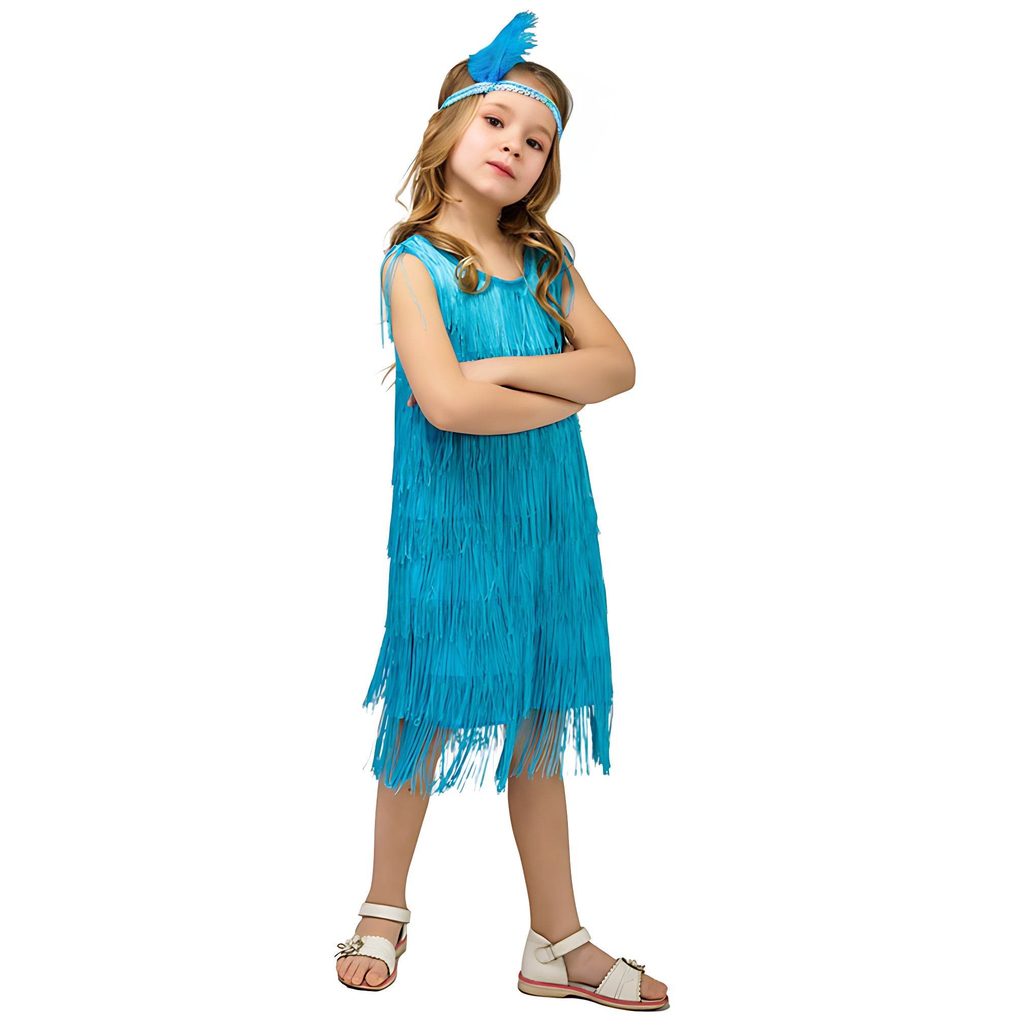 1920s Kids girls Retro Latin dance Party costume tassel Dress - Ecosfun