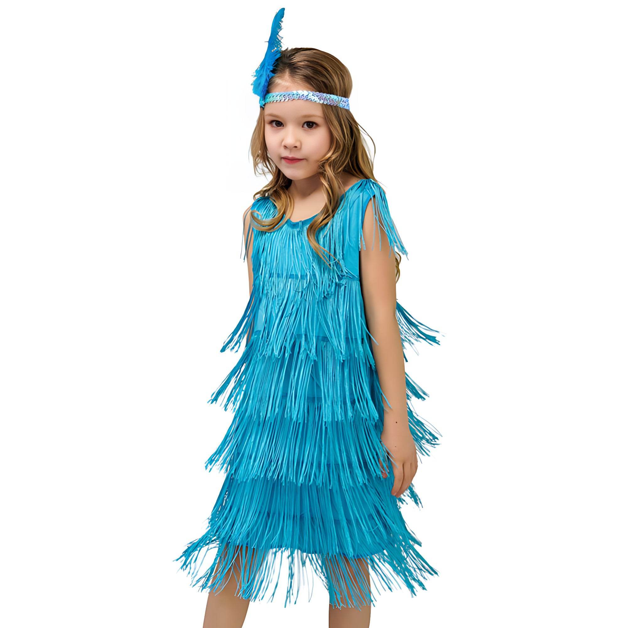 1920s Kids girls Retro Latin dance Party costume tassel Dress - Ecosfun
