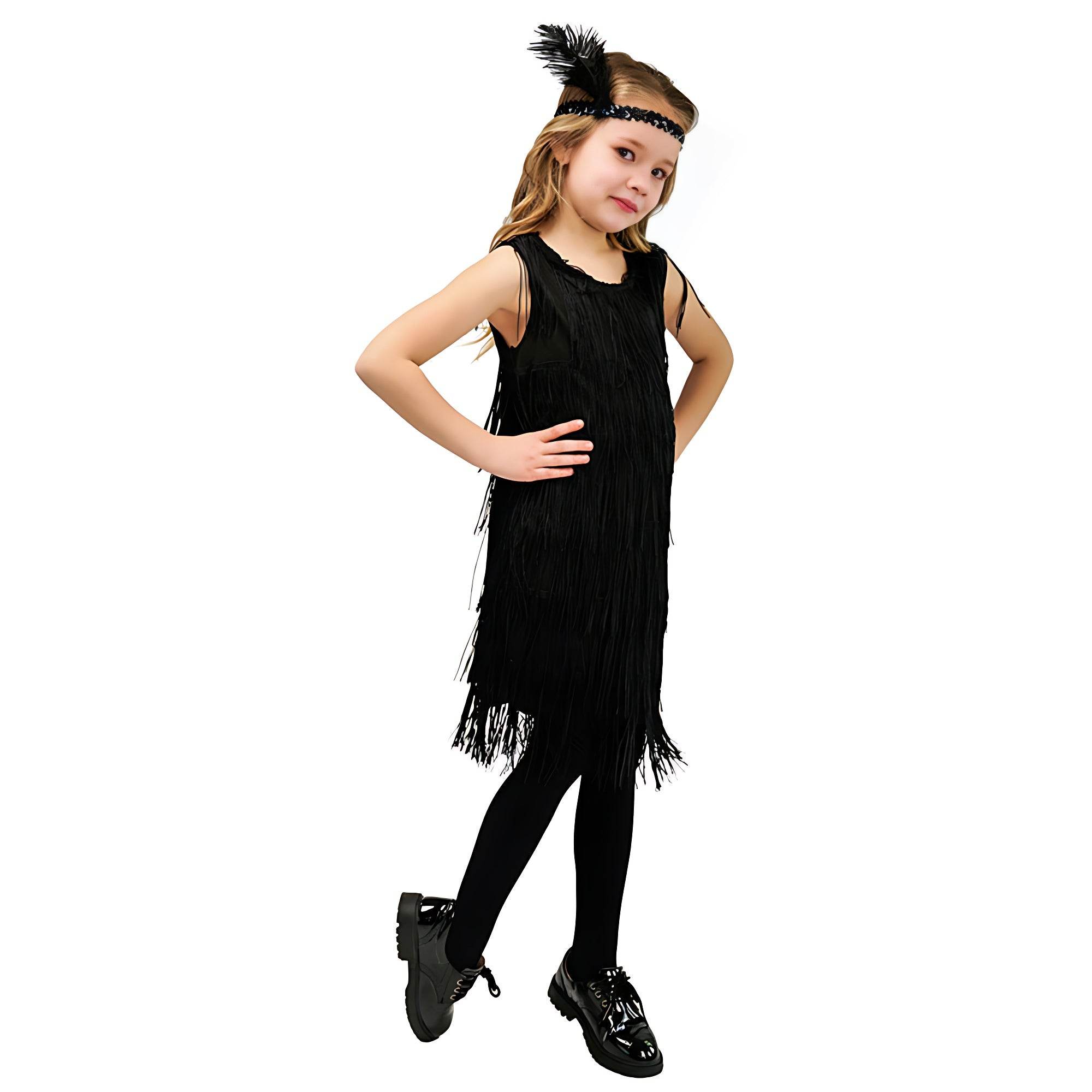 1920s Kids girls Retro Latin dance Party costume tassel Dress - Ecosfun