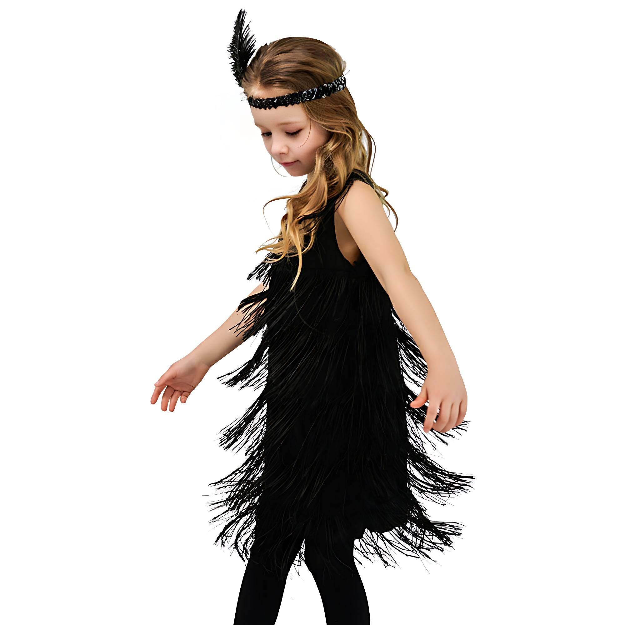 1920s Kids girls Retro Latin dance Party costume tassel Dress - Ecosfun