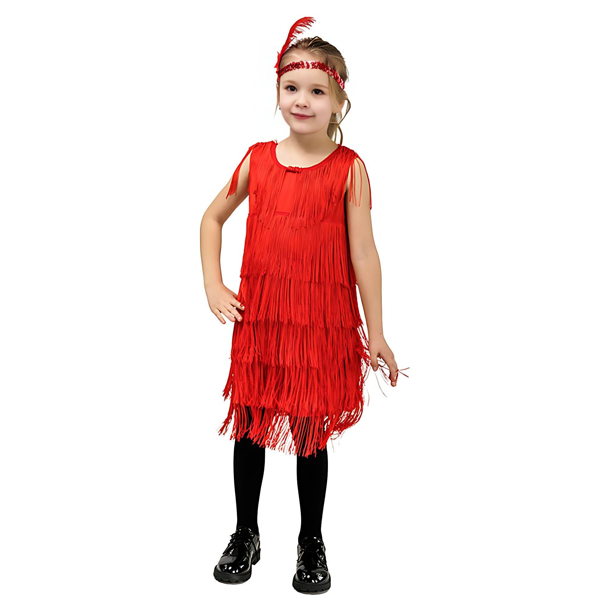 1920s Kids girls Retro Latin dance Party costume tassel Dress - Ecosfun