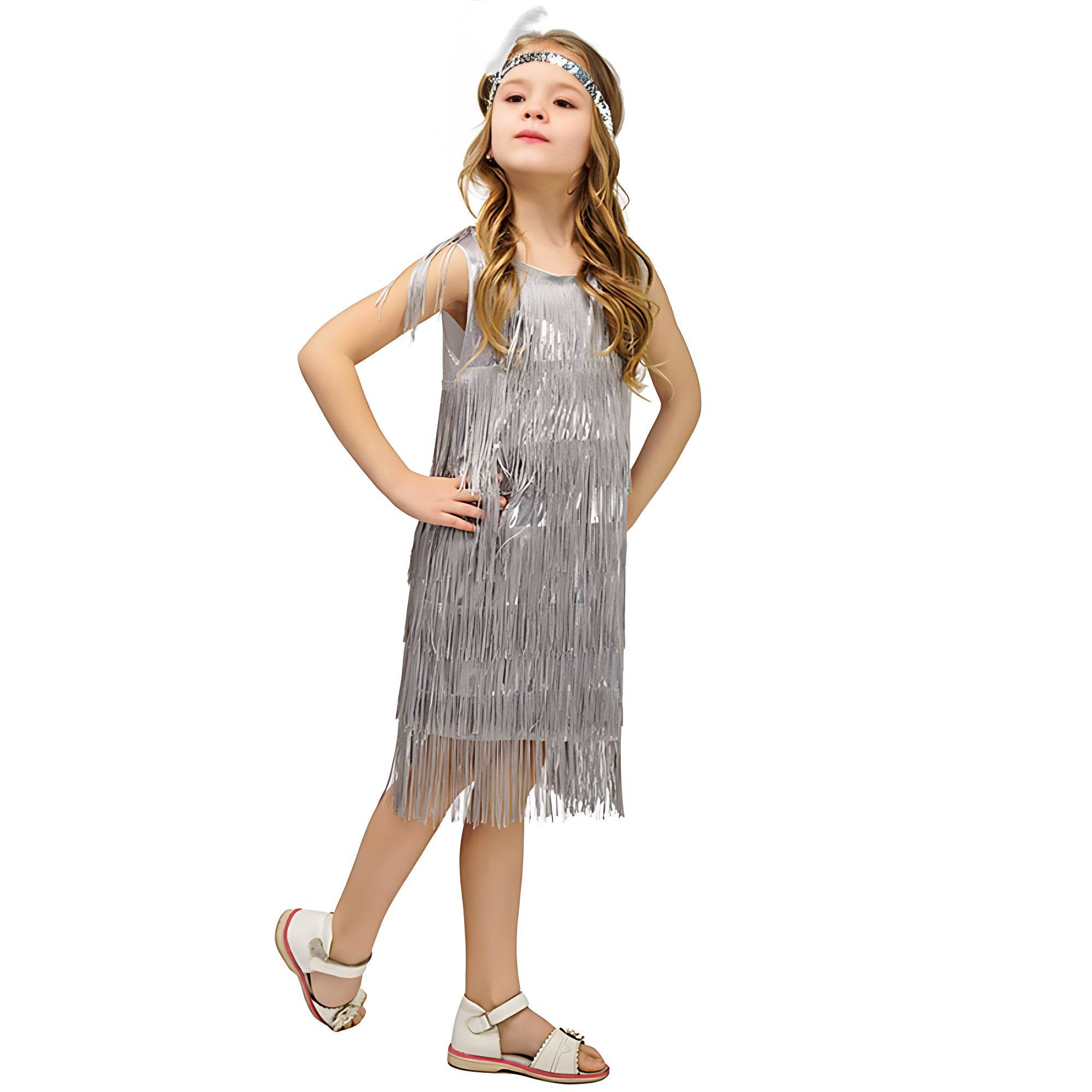 1920s Kids girls Retro Latin dance Party costume tassel Dress - Ecosfun