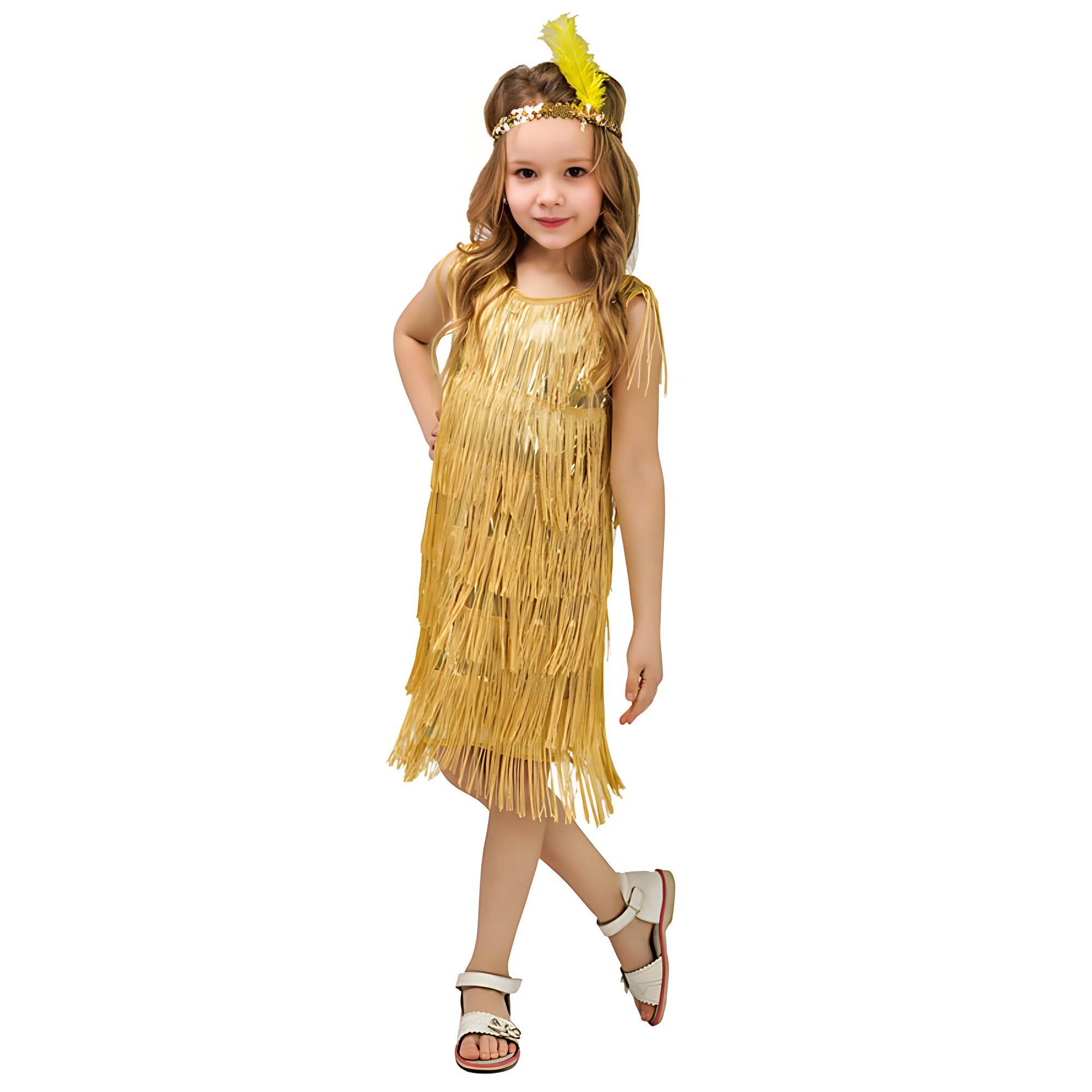 1920s Kids girls Retro Latin dance Party costume tassel Dress - Ecosfun