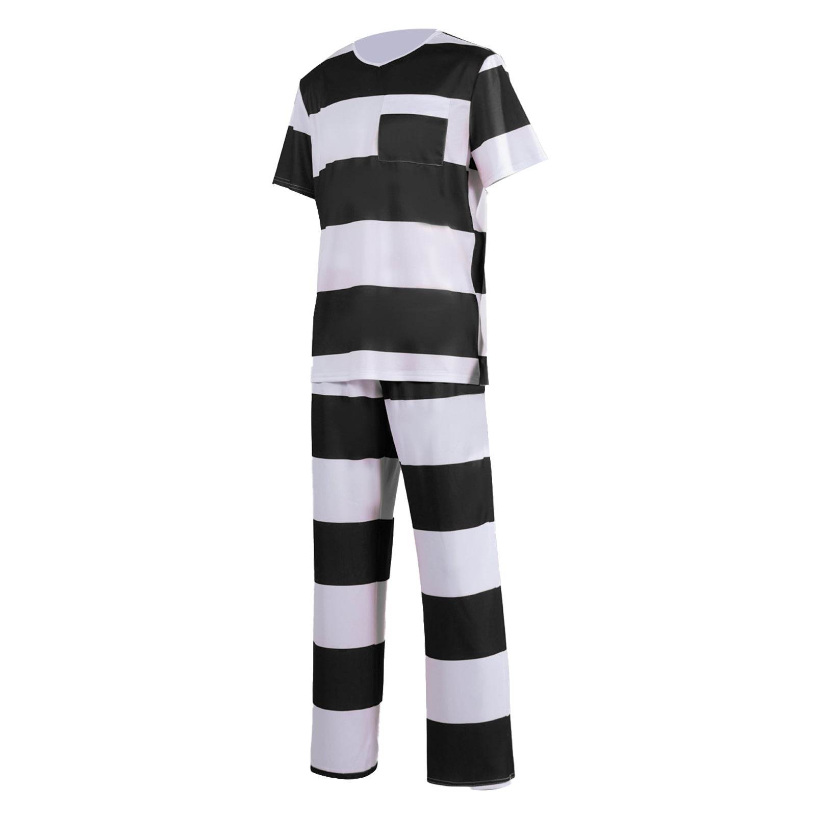 Halloween prison striped prisoner uniform role play adult costume - Ecosfun