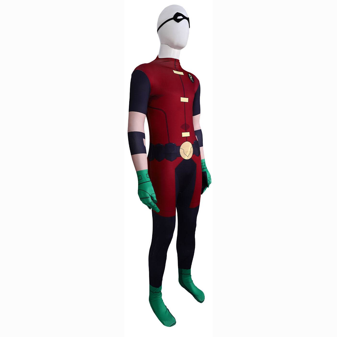 DC Teen Titans Robin Cosplay Costume Halloween For Adult Full Set With Cape - Ecosfun