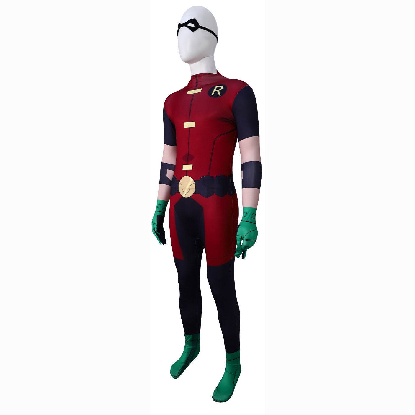 DC Teen Titans Robin Cosplay Costume Halloween For Adult Full Set With Cape - Ecosfun