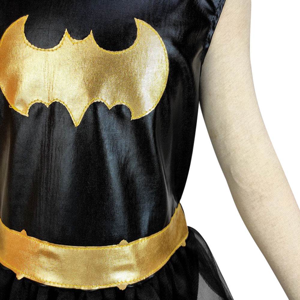Black Bat man Costume Halloween For Kids Girl Full Set With Cape - Ecosfun