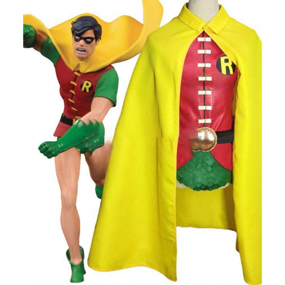 DC Teen Titans Robin Cosplay Anime Costume Halloween For Adult Full Set With Cape - Ecosfun