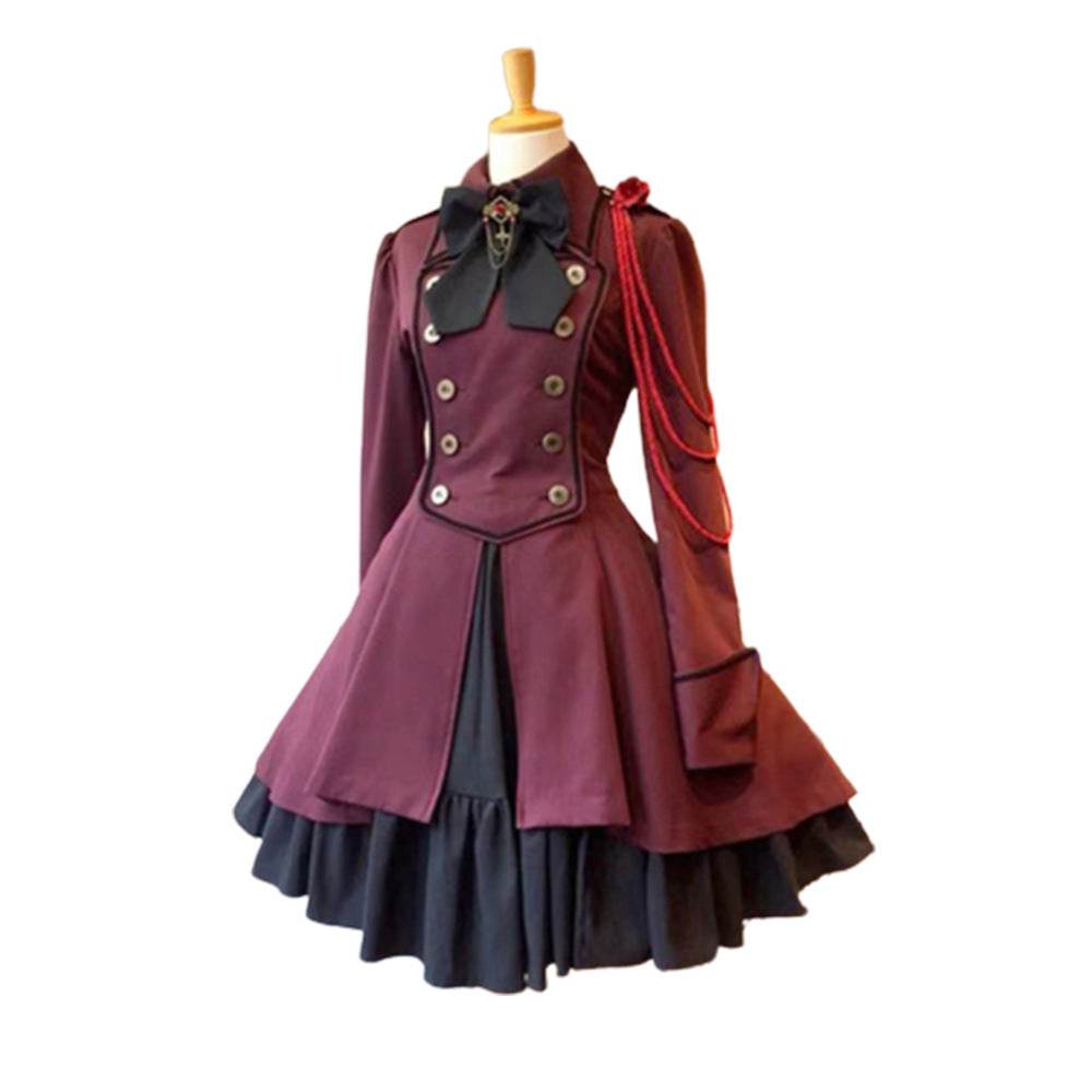 Medieval cos Renaissance gothic dress Retro bow ruffled punk cosplay skirt - Ecosfun