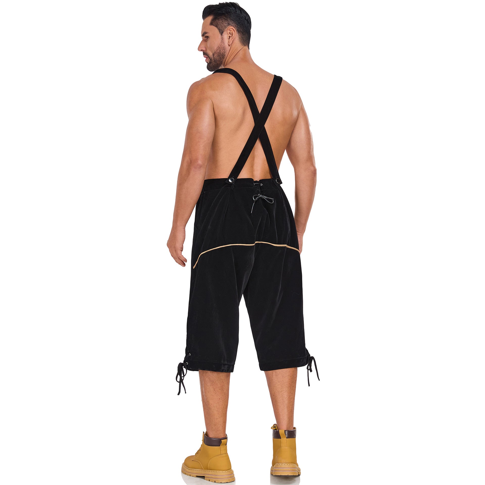 Men's German Bavarian Oktoberfest Costume Velvet Overalls Trousers Halloween