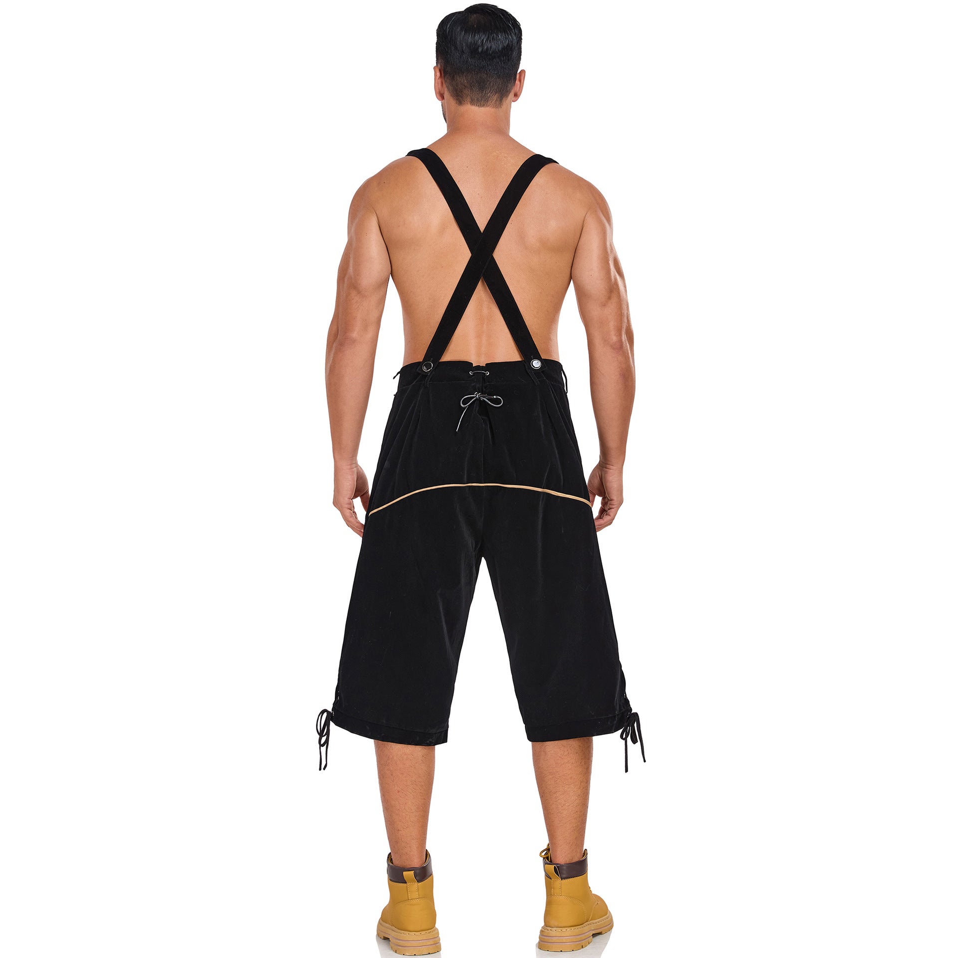 Men's German Bavarian Oktoberfest Costume Velvet Overalls Trousers Halloween