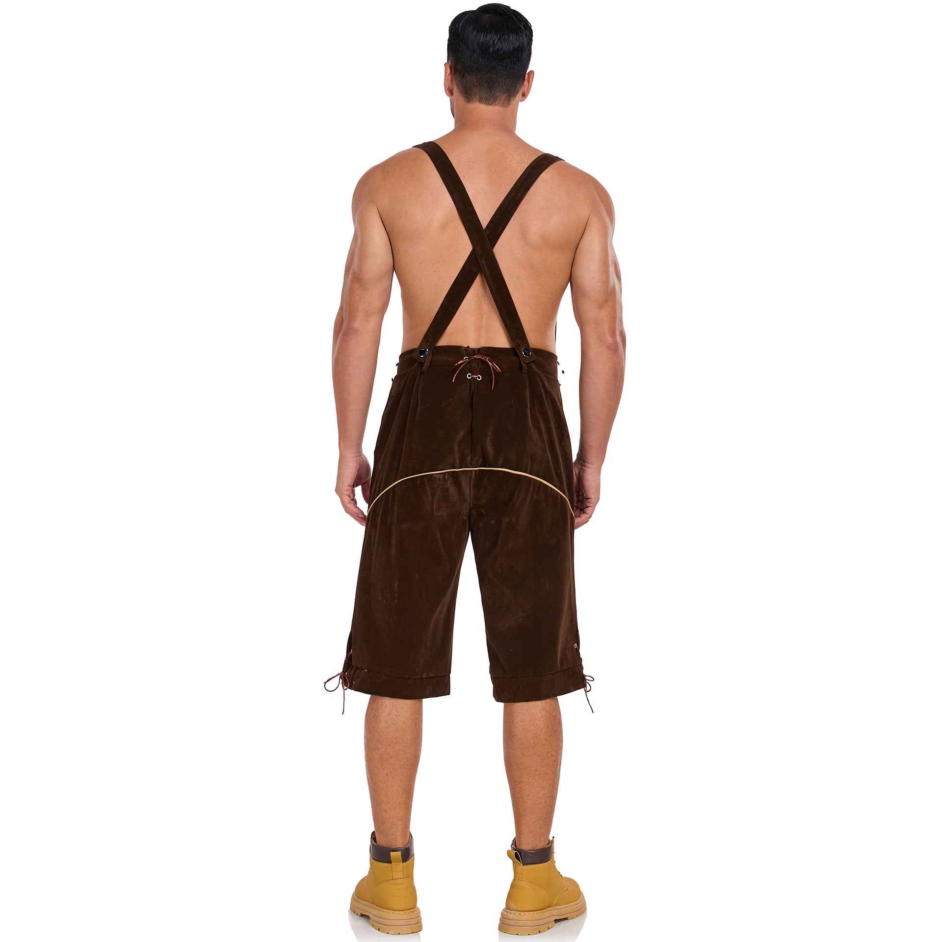 Men's German Bavarian Oktoberfest Costume Velvet Overalls Trousers Halloween
