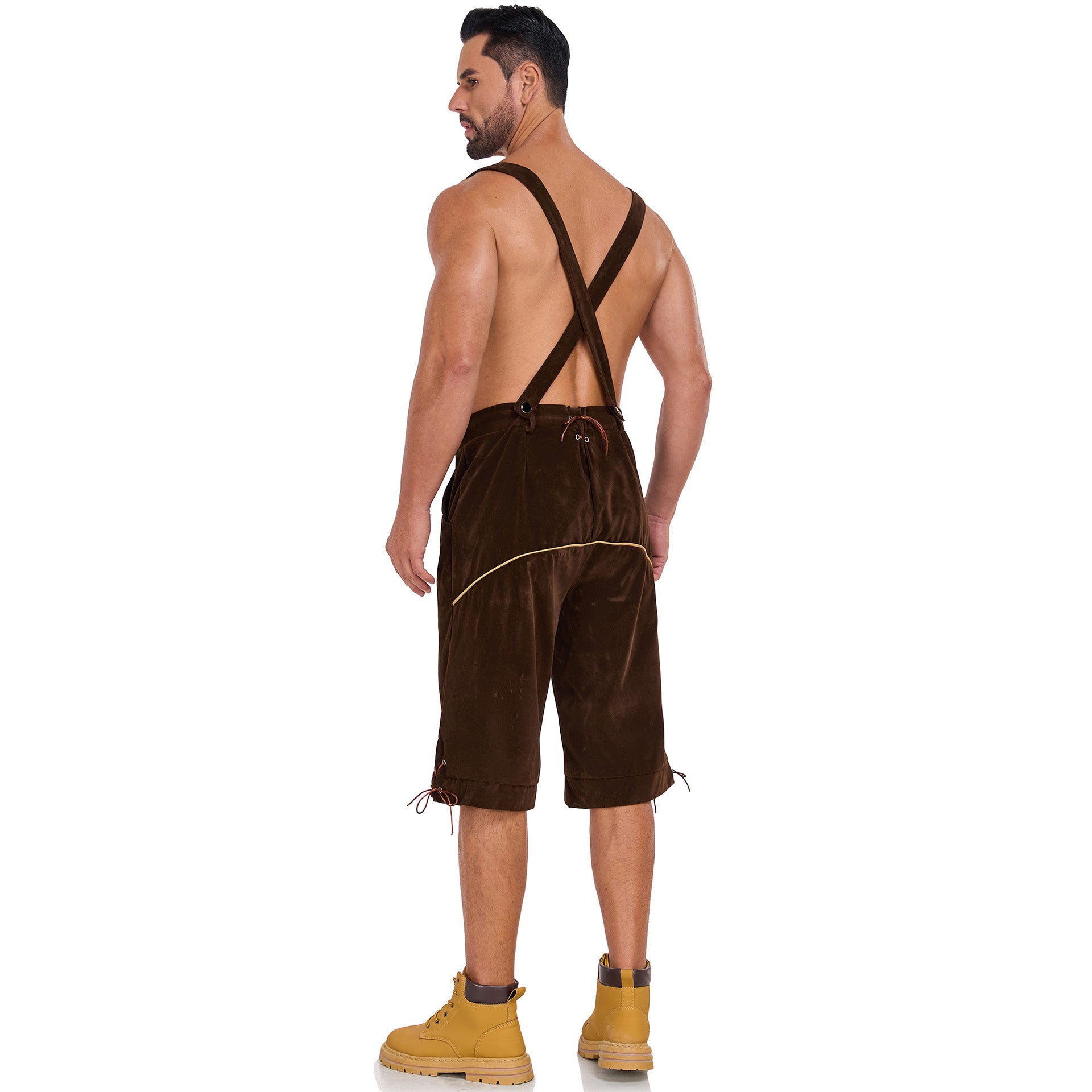 Men's German Bavarian Oktoberfest Costume Velvet Overalls Trousers Halloween