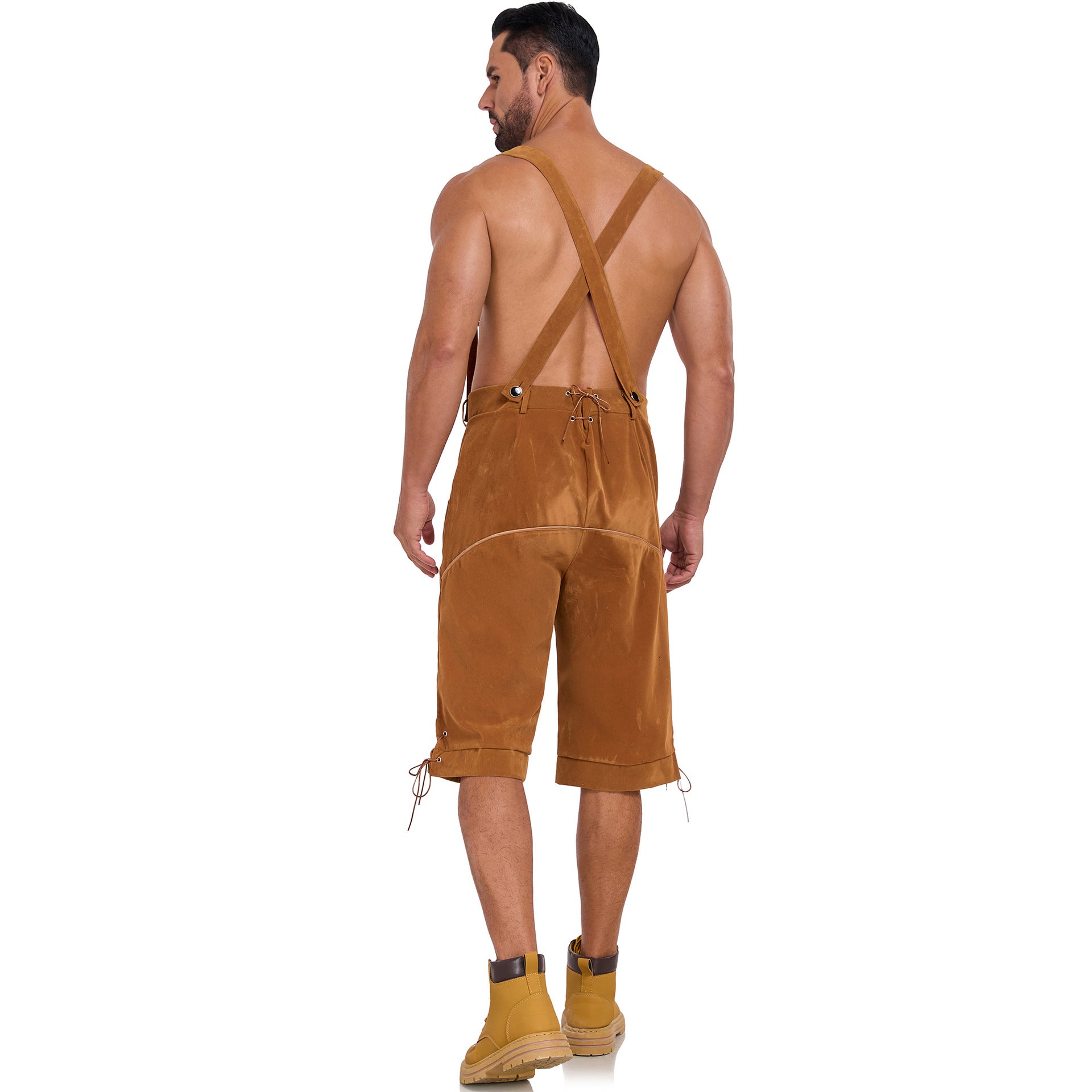 Men's German Bavarian Oktoberfest Costume Velvet Overalls Trousers Halloween