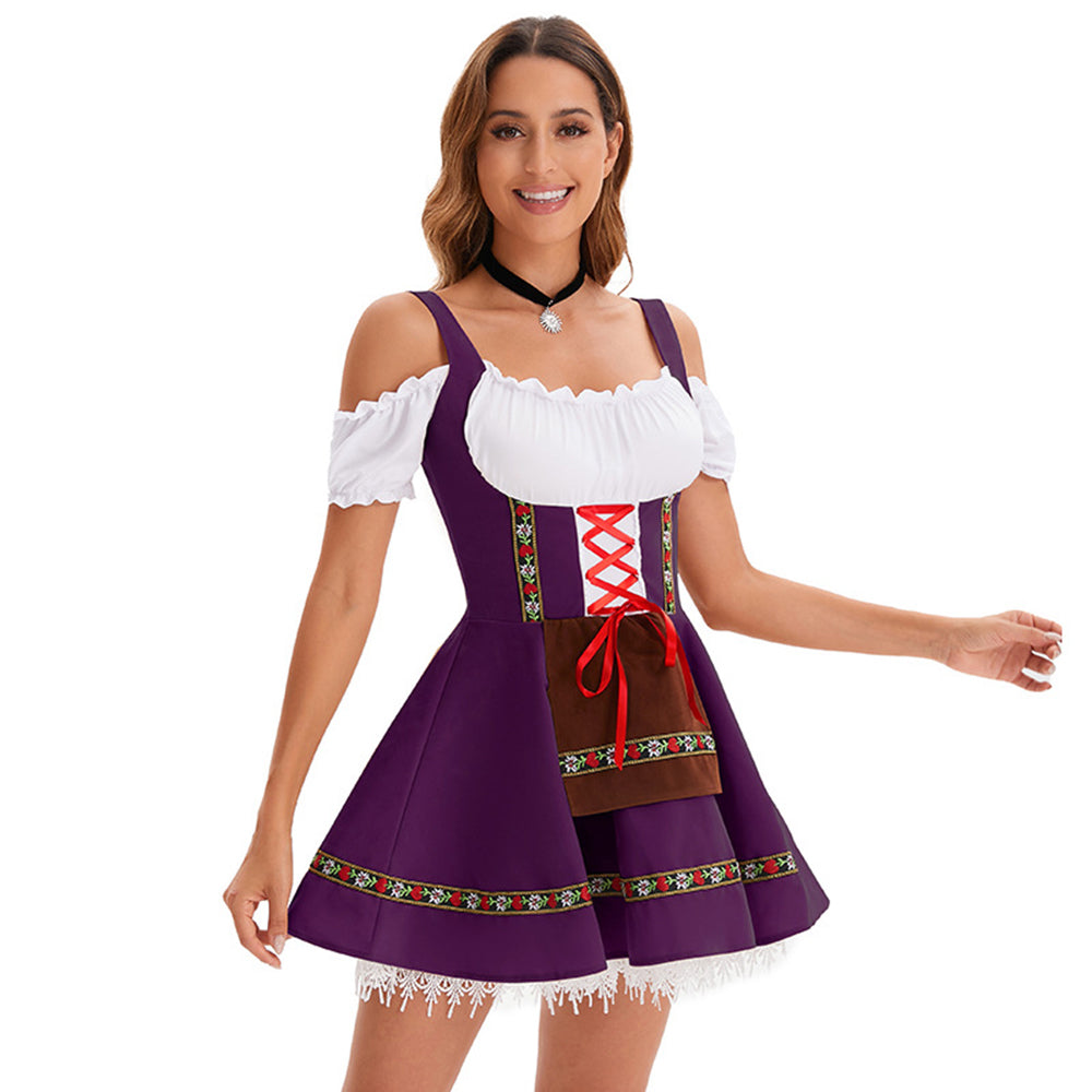 Oktoberfest Costume Women German Bavarian Beer Girl Dirndl Dress Carnival Halloween