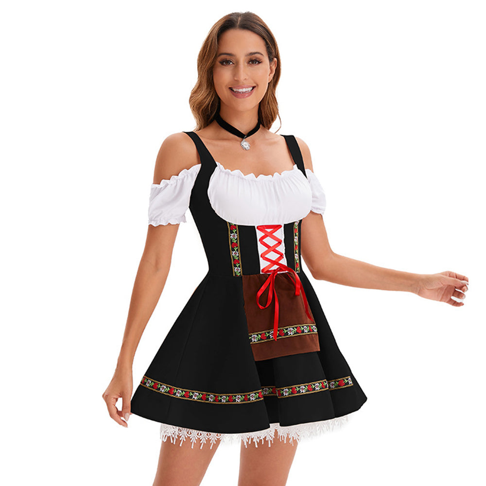 Oktoberfest Costume Women German Bavarian Beer Girl Dirndl Dress Carnival Halloween