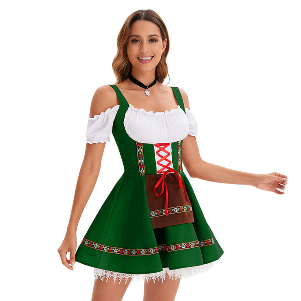 Oktoberfest Costume Women German Bavarian Beer Girl Dirndl Dress Carnival Halloween