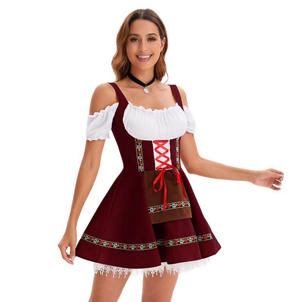 Oktoberfest Costume Women German Bavarian Beer Girl Dirndl Dress Carnival Halloween