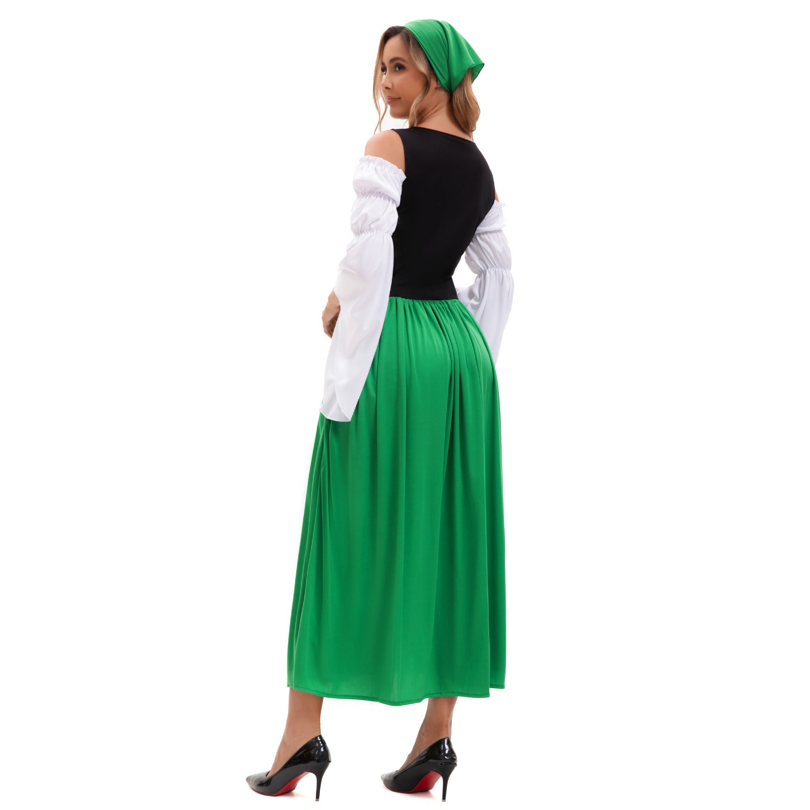 Medieval Farm Maid Oktoberfest Long Dress Costume for Women