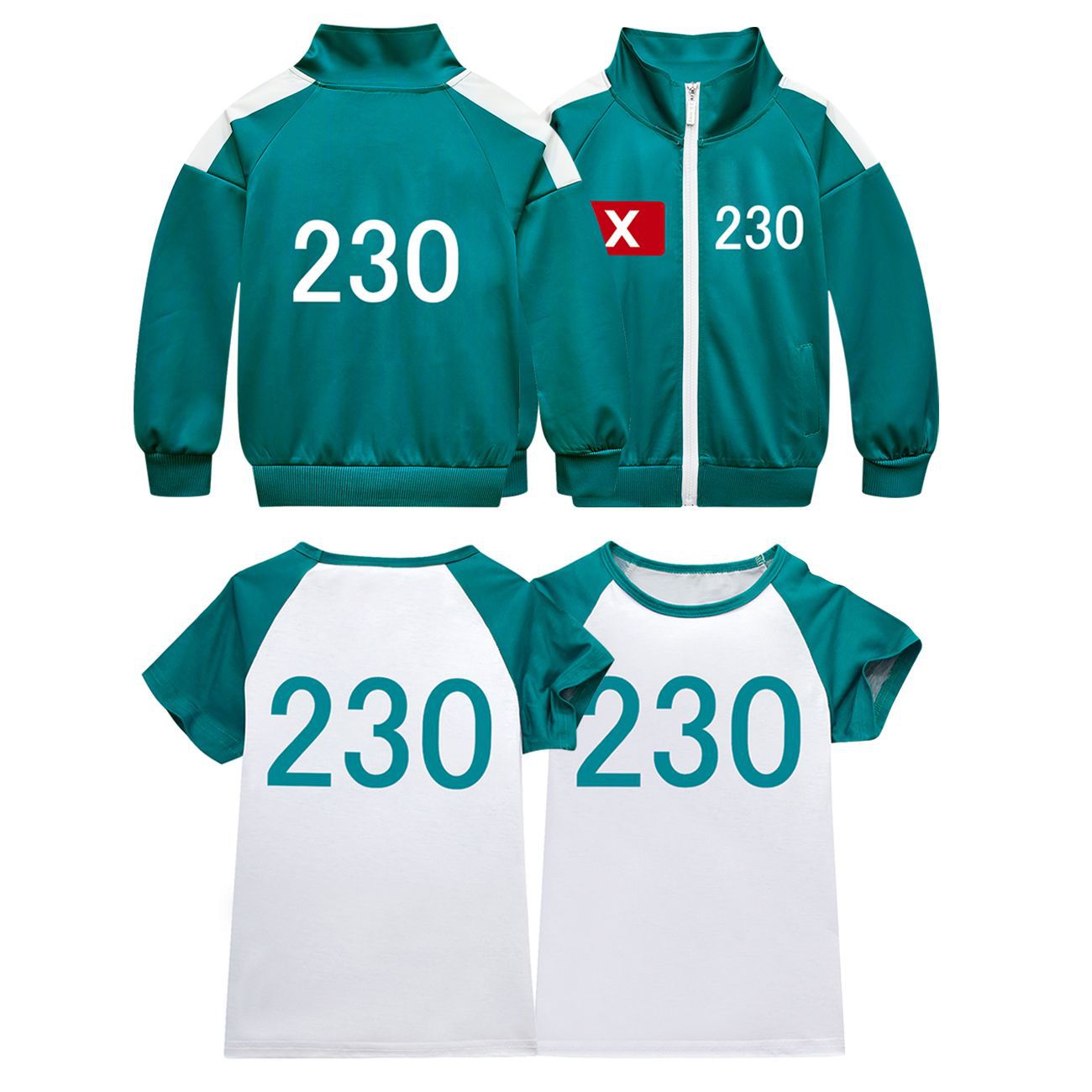 Adult Kids Players Tracksuit Game Costume Squid Cosplay Green Jacket Shirt
