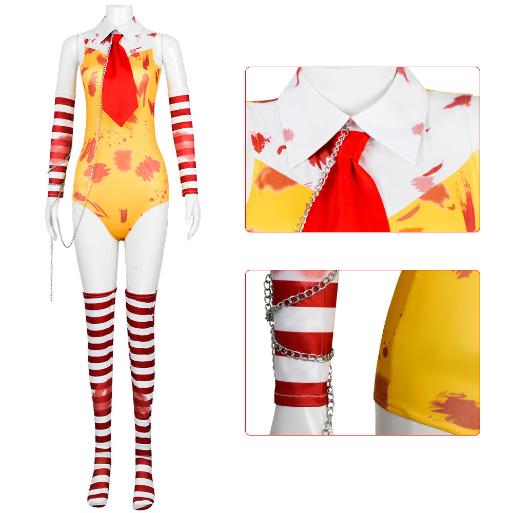 McDonald's Uncle Halloween Clown Costume Carnival Day Cosplay Jumpsuit Set Nightclub For Women Girl