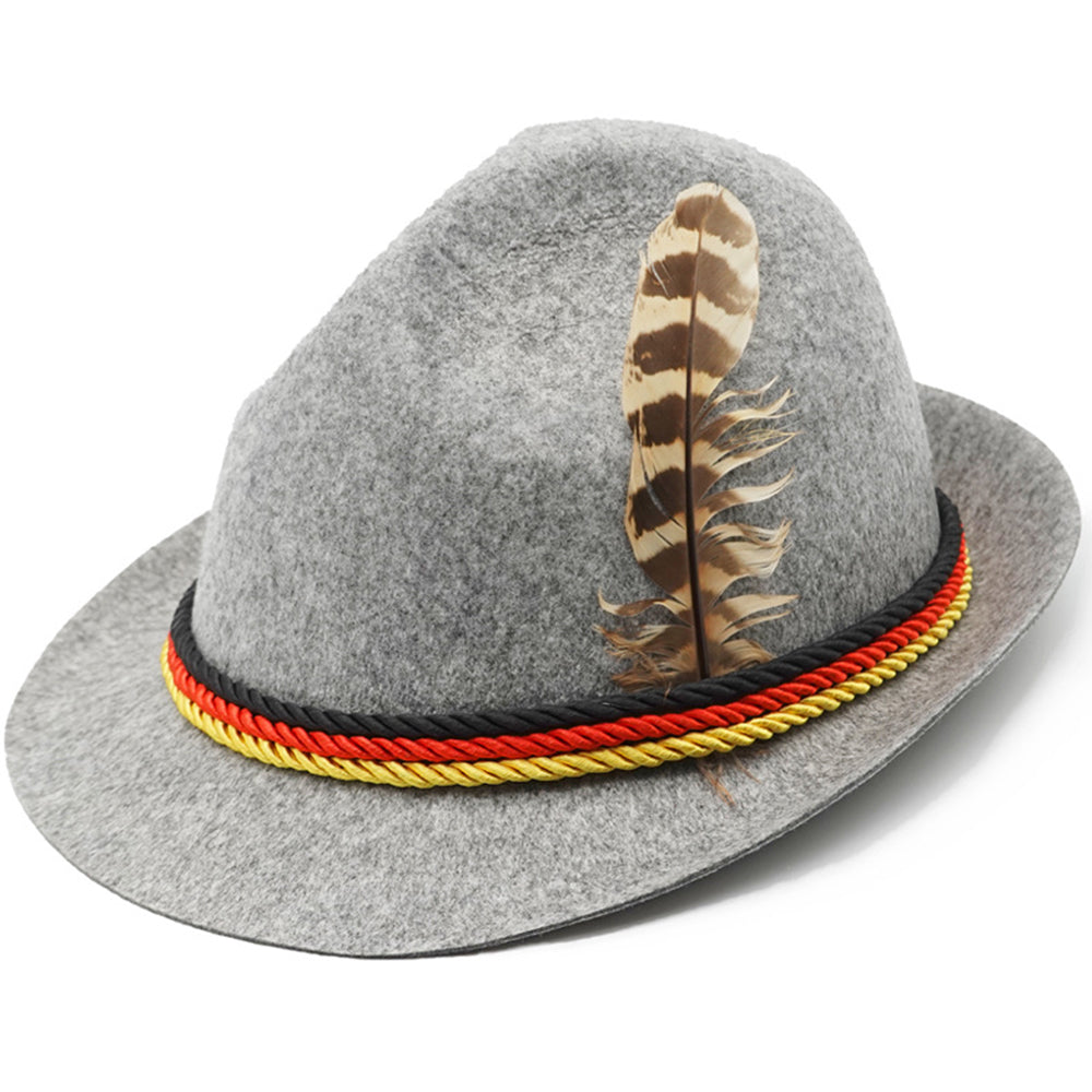 Munich beer German Alpine Panama Jazz Feather Hat Halloween