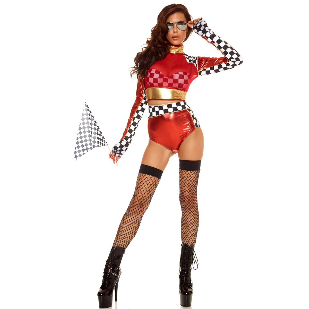 Chic Grid Girl Cheerleader Costume