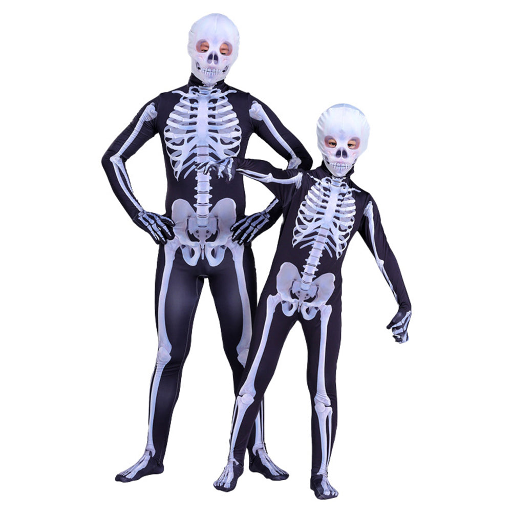 Skull Skeleton Jumpsuit Outfits Cosplay Costume Party For Kids