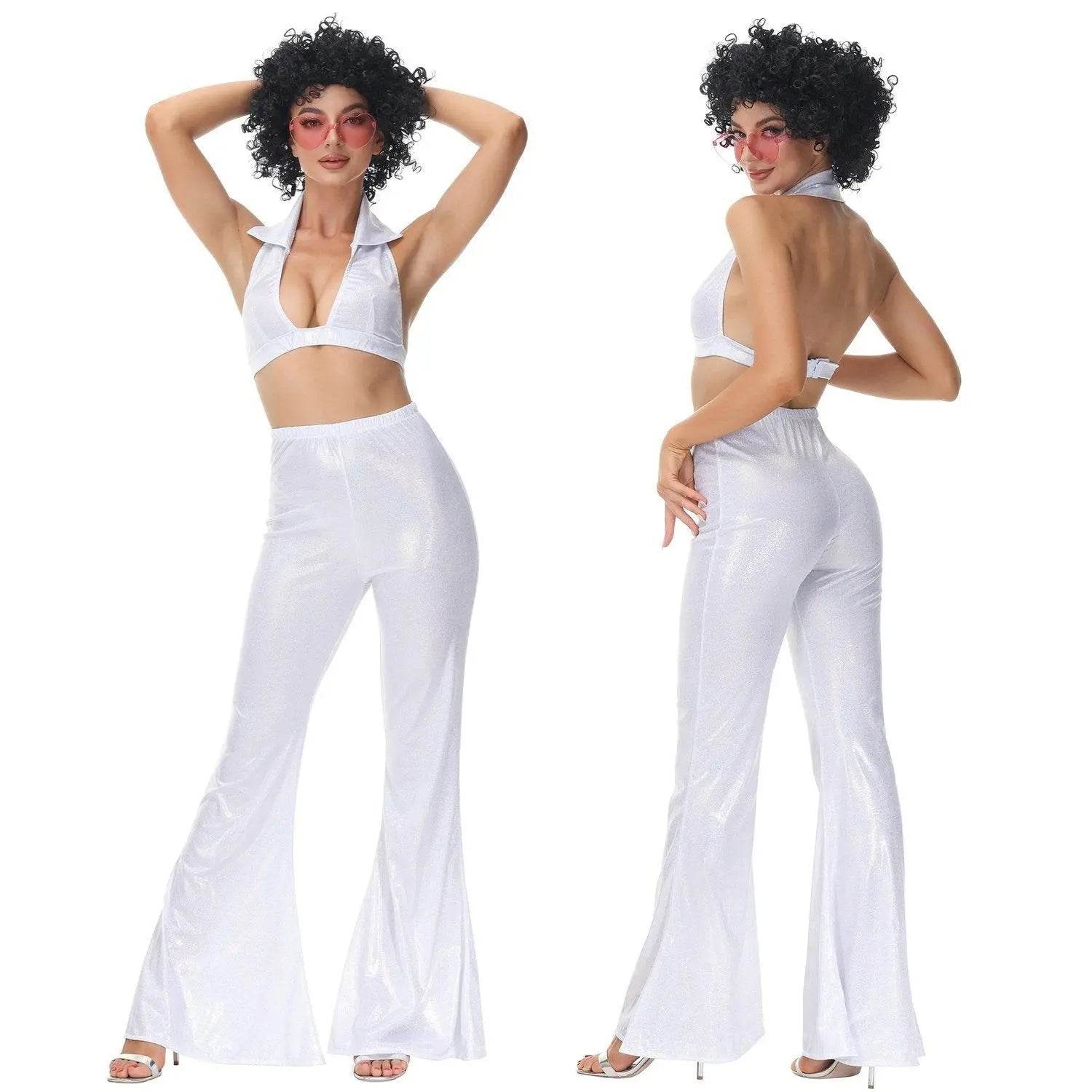80s Retro Disco Costumes Fancy Dress Cosplay Halloween Outfit For Female - Ecosfun