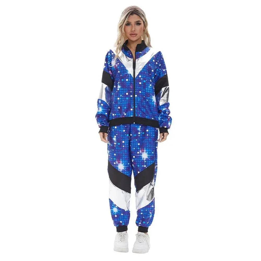 80s Retro Disco Hip Hop Fancy Dress Adult Costume Outfits Carnival Suit - Ecosfun