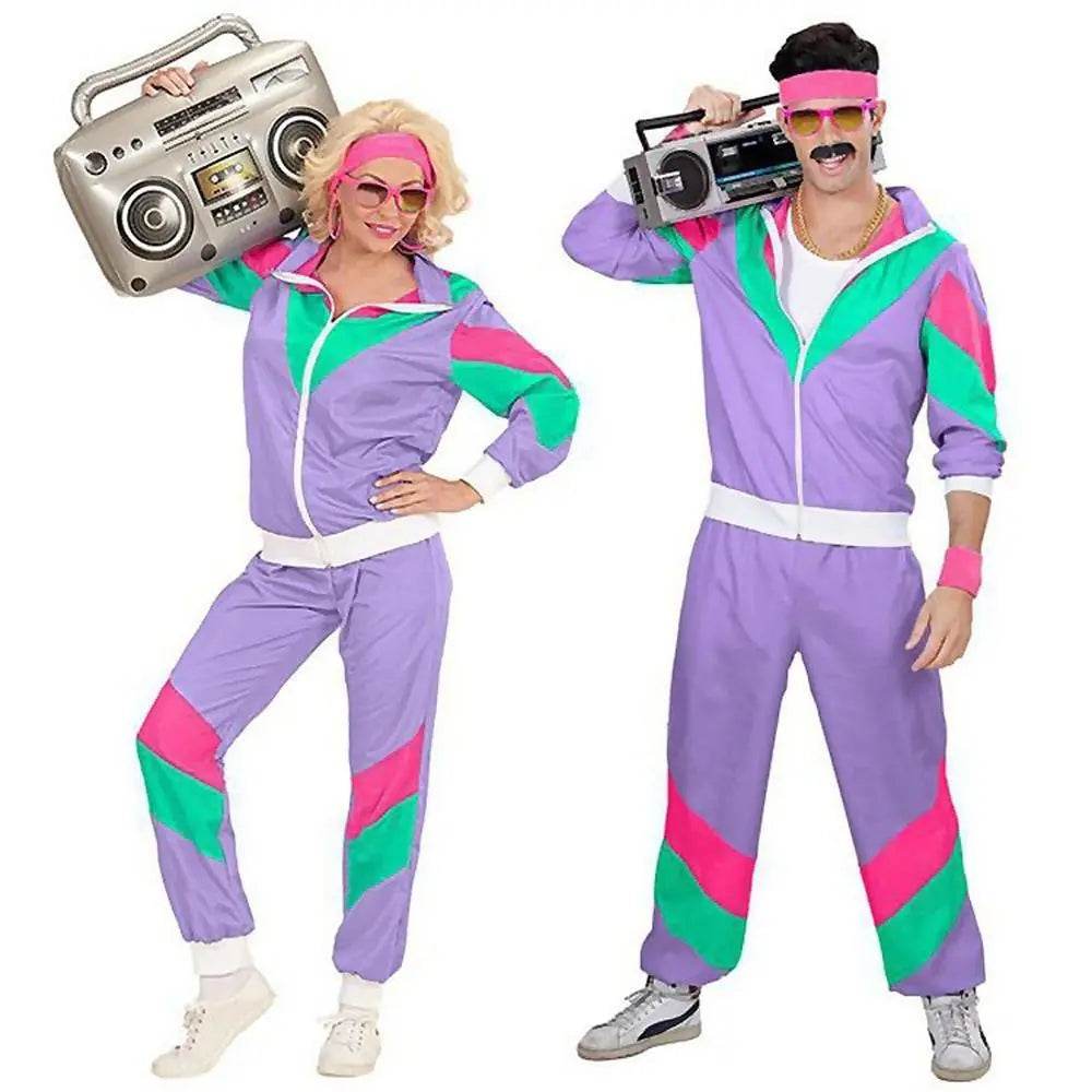 80s Retro Disco Hip Hop Fancy Dress Adult Costume Outfits Carnival Suit - Ecosfun