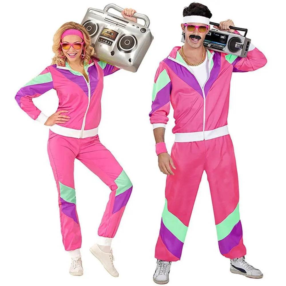 80s Retro Disco Hip Hop Fancy Dress Adult Costume Outfits Carnival Suit - Ecosfun