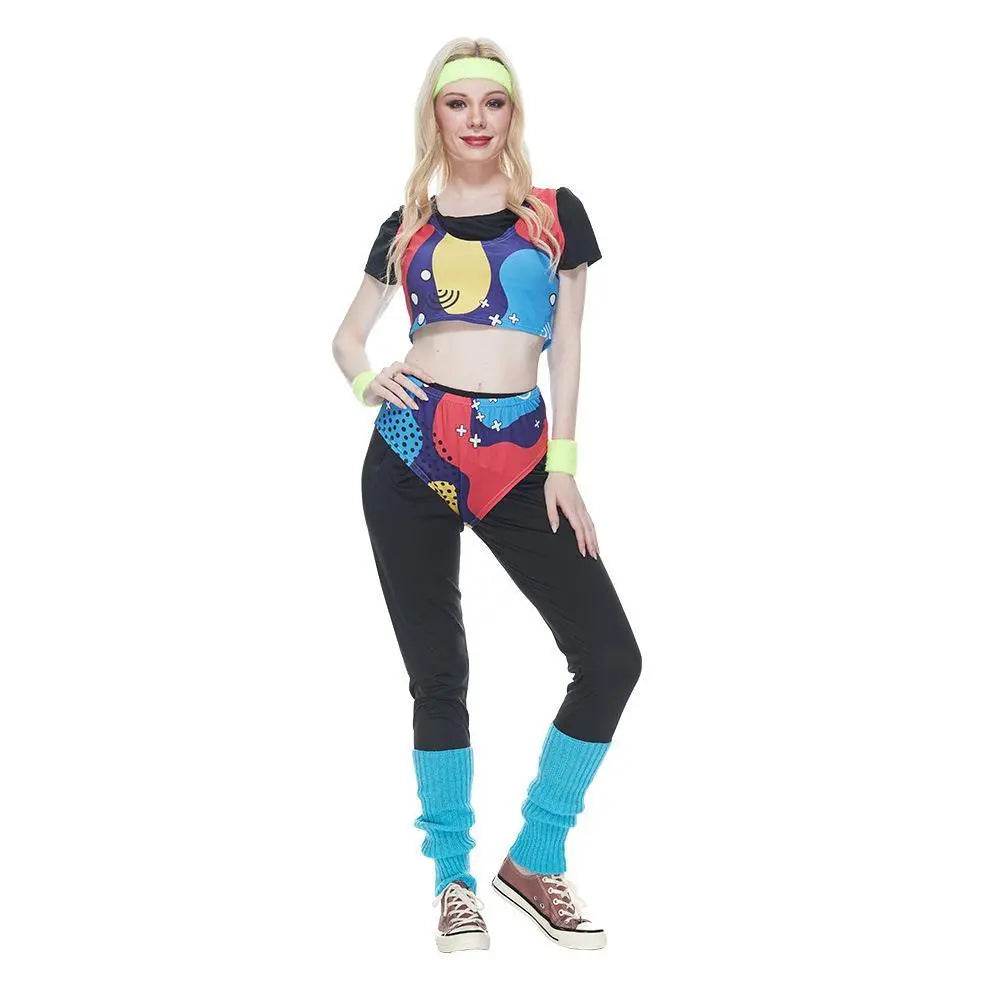 80s Retro Disco Hip Hop Sports Suit Fancy Dress Halloween Costume Dance Outfit - Ecosfun