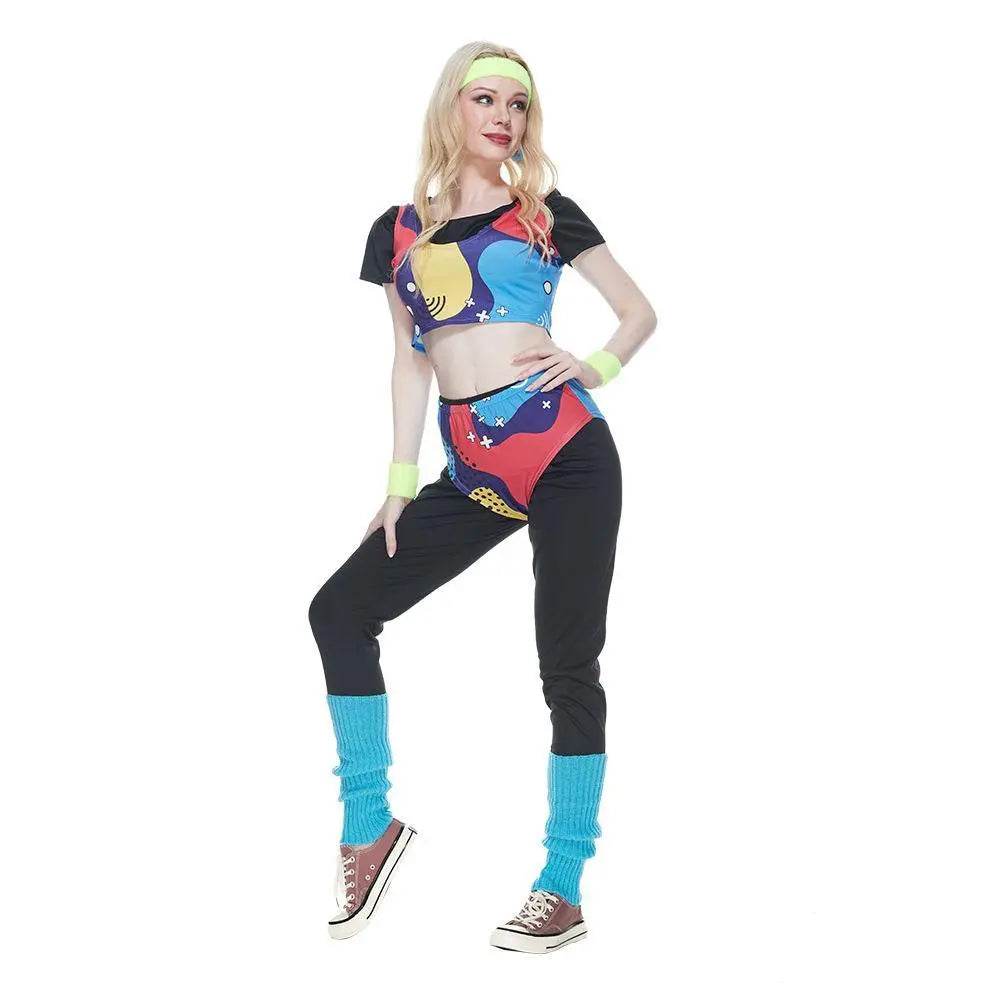80s Retro Disco Hip Hop Sports Suit Fancy Dress Halloween Costume Dance Outfit - Ecosfun