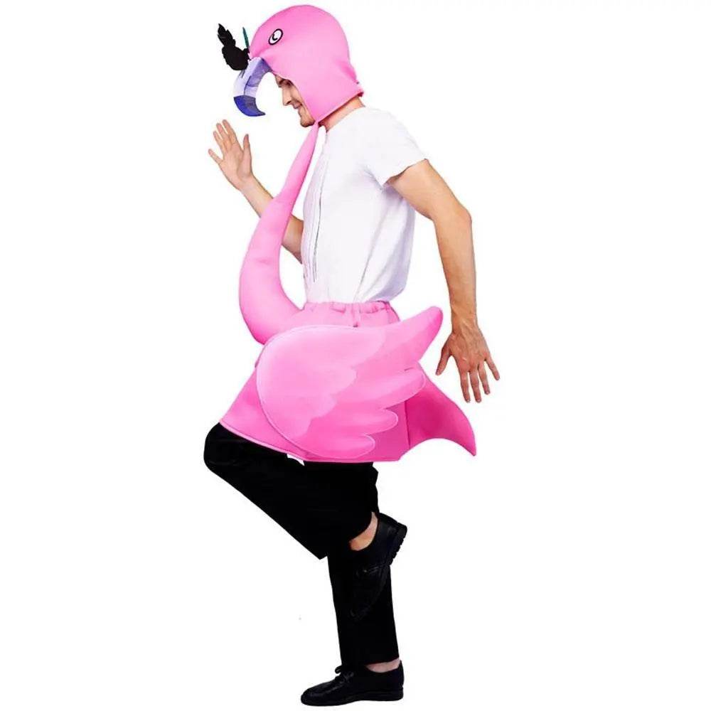 Adult Man Pink Flamingo Funny Jumpsuit Cosplay Stage Performance Costume - Ecosfun